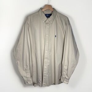 Ralph Lauren Vtg 90s XXL Twill Khaki Oversized Blake Fit Old Money Navy Pony